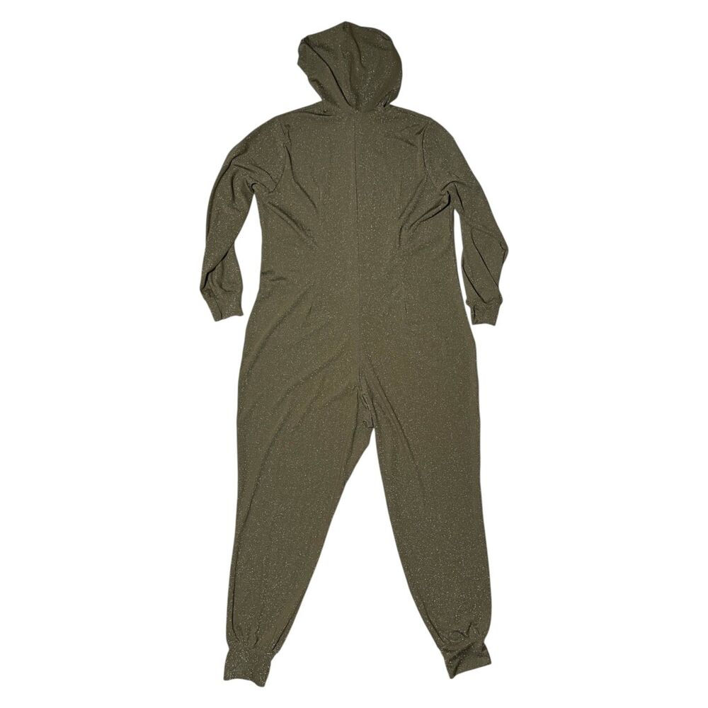 Savage X Fenty Sleep & Shine Hooded One Piece Lurex Jumpsuit 2X Olive Green - Picture 5 of 11